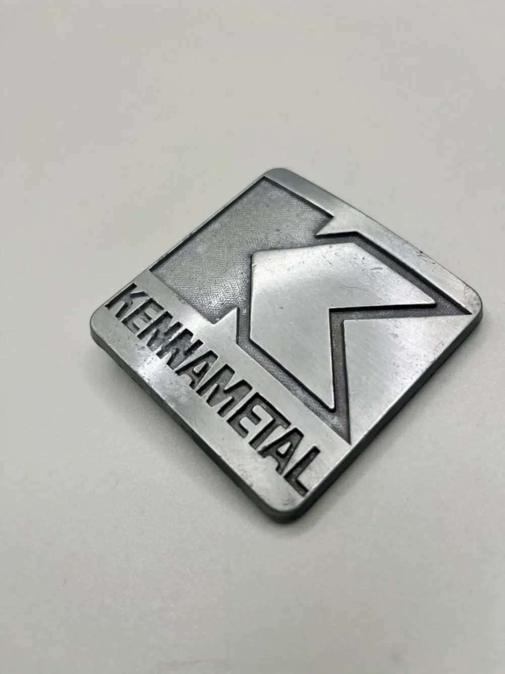 Vintage 70s Kennametal Industrial Logo Belt Buckle Machinist Mining Western